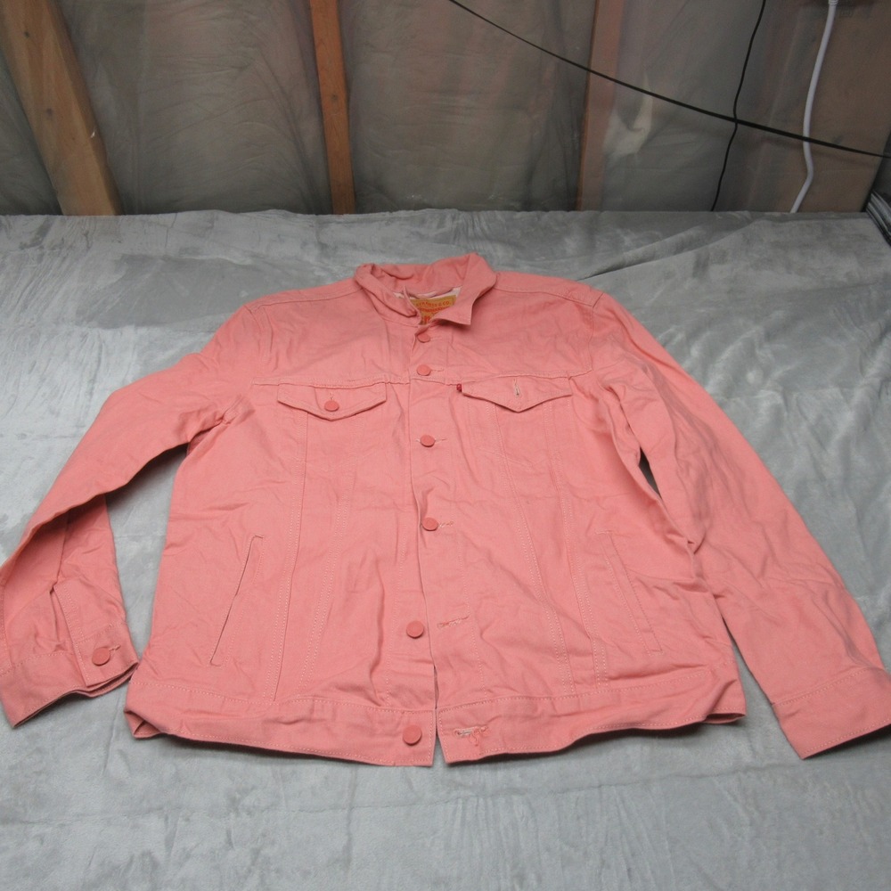Levis‎ Denim Jacket Womens XL Pink Pockets Classic Casual Everyday Trucker Jean